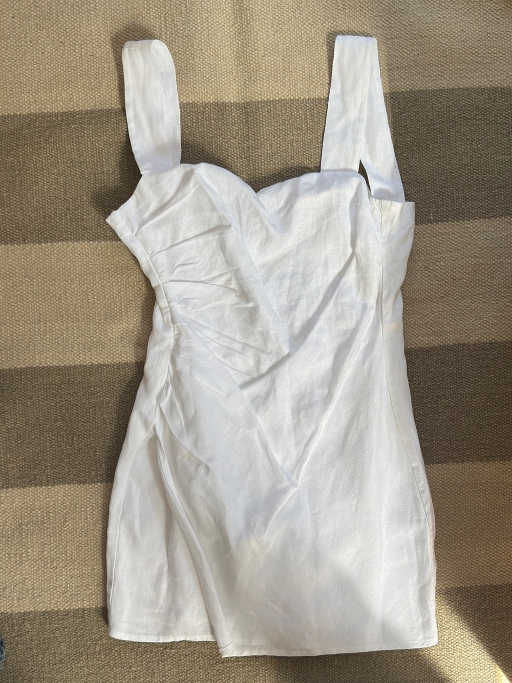 Reformation Kerrigan White Sweetheart Linen Mini Dress